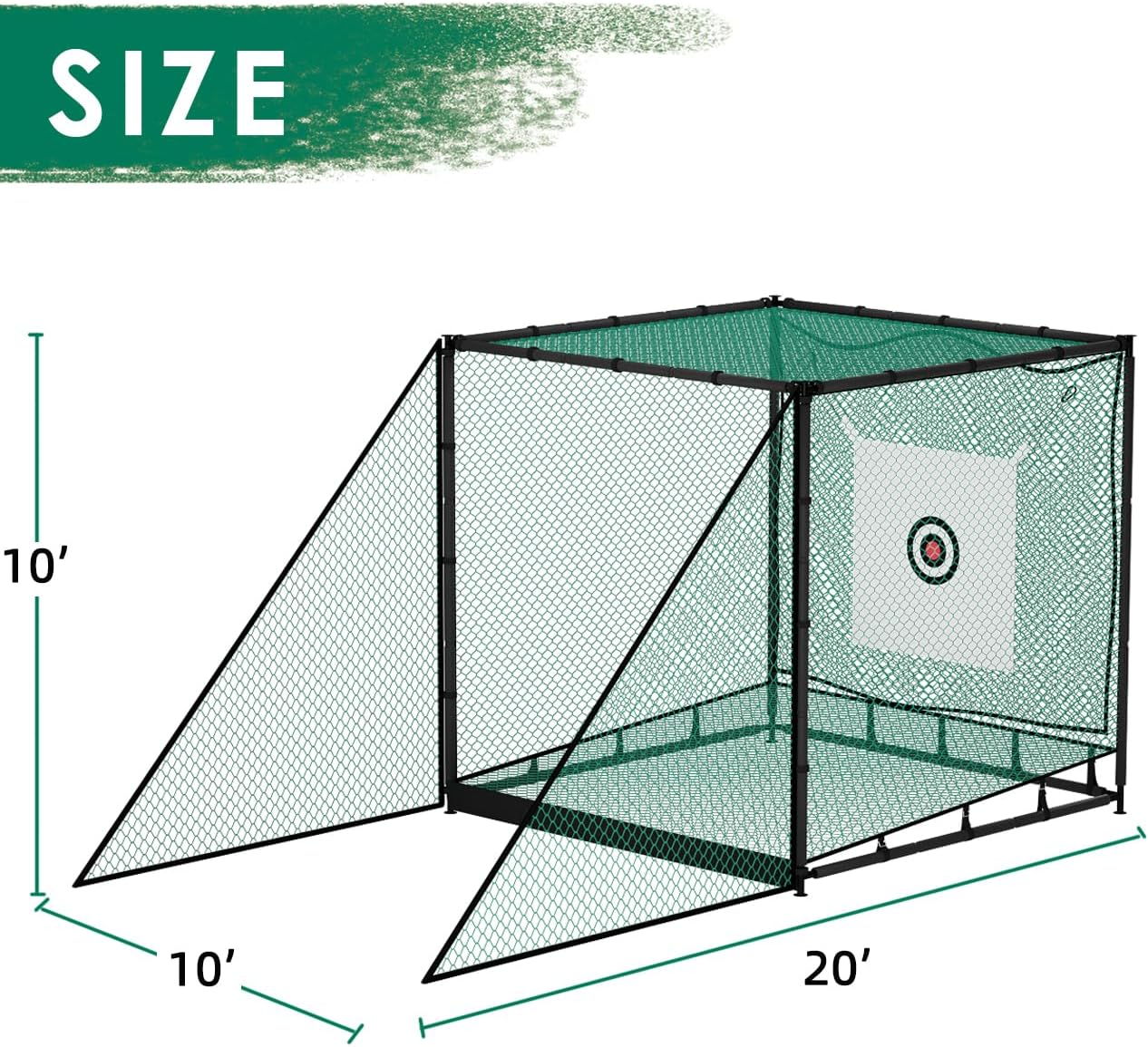 Golf Driving Cage - 10X10Ft, Hitting Net with Target Cloth & Steel Frame for Full Swing Indoor/Outdoor Practice - Image 2