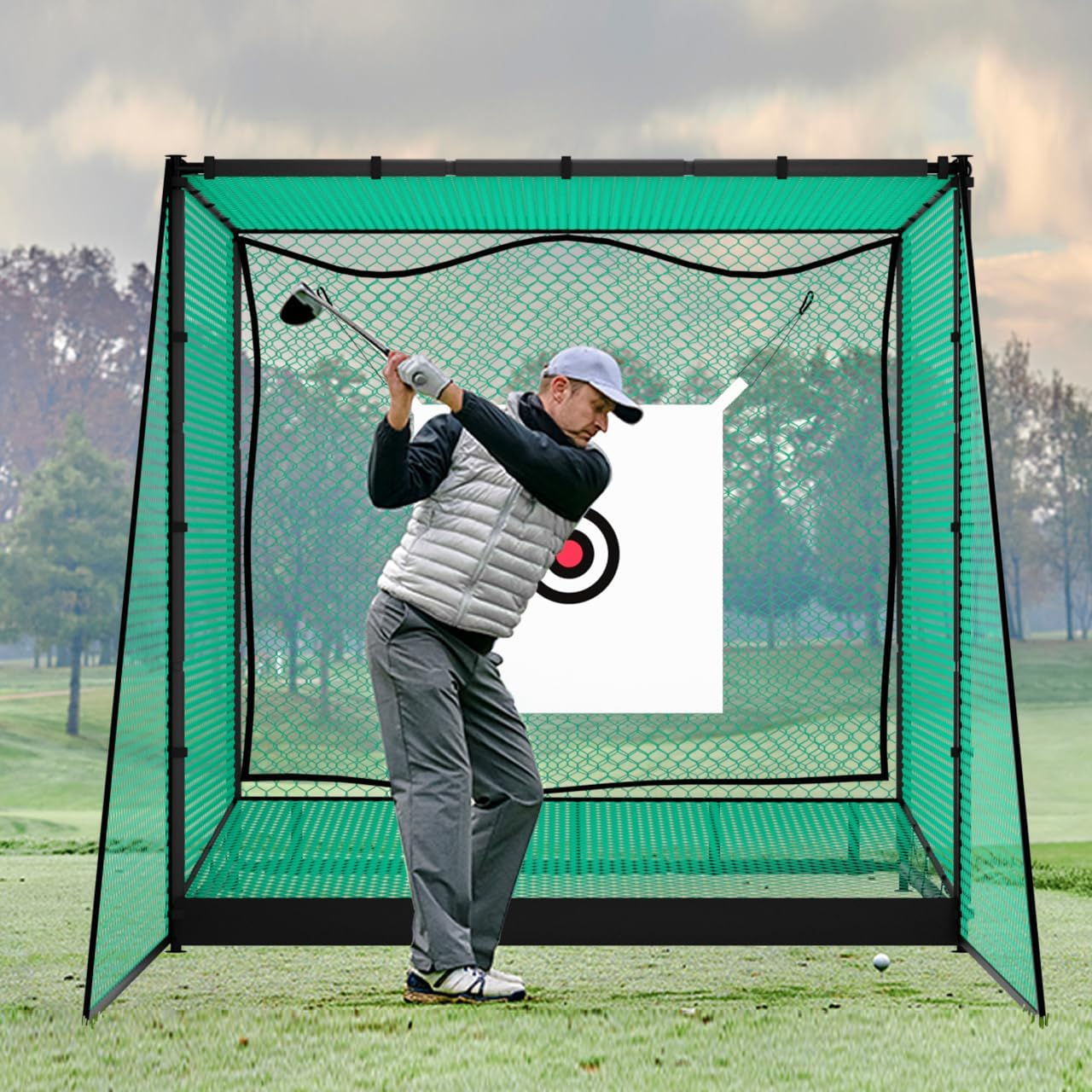 Golf Driving Cage - 10X10Ft, Hitting Net with Target Cloth & Steel Frame for Full Swing Indoor/Outdoor Practice - Image 8
