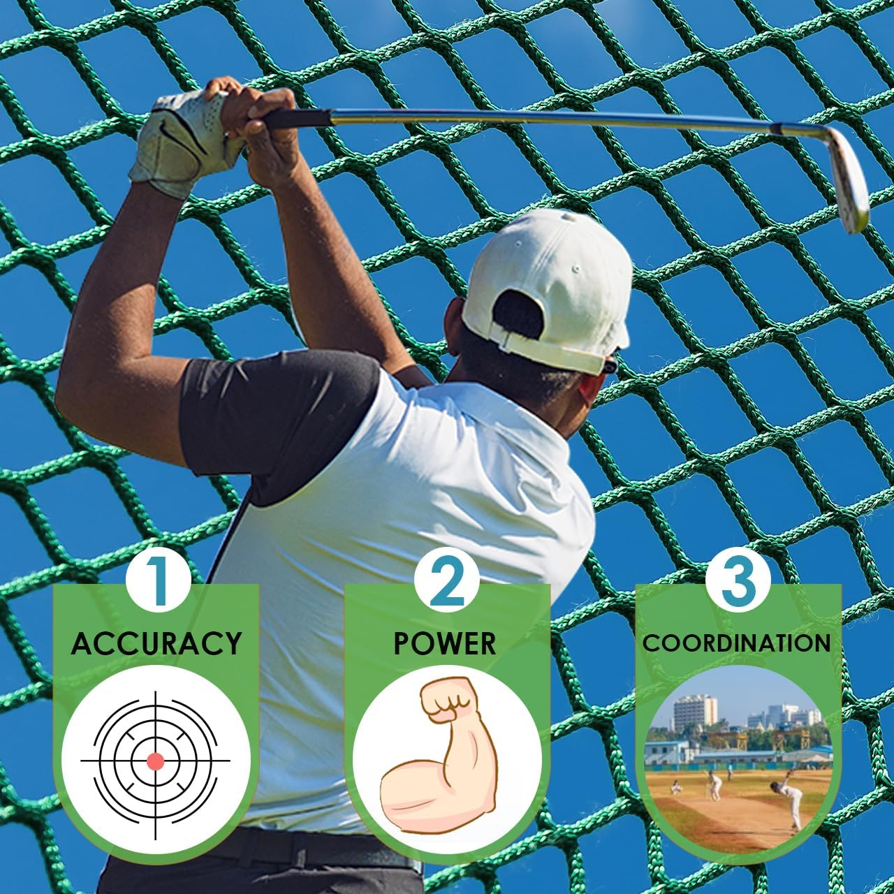 Golf Driving Cage - 10X10Ft, Hitting Net with Target Cloth & Steel Frame for Full Swing Indoor/Outdoor Practice - Image 5