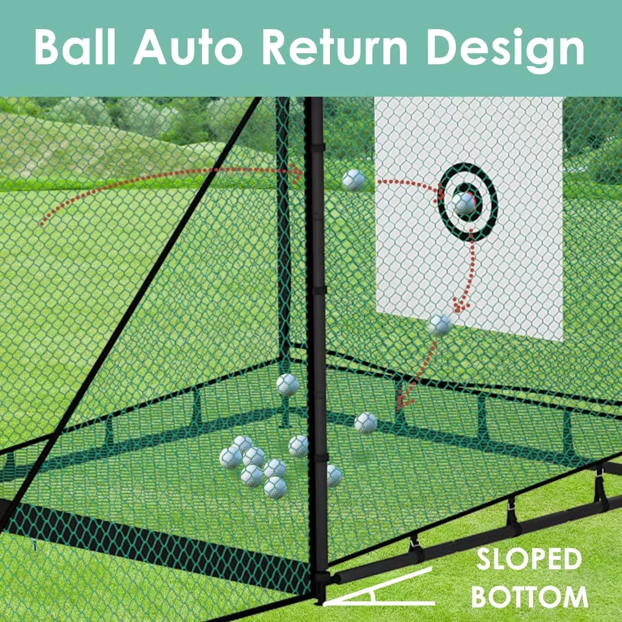Golf Driving Cage - 10X10Ft, Hitting Net with Target Cloth & Steel Frame for Full Swing Indoor/Outdoor Practice - Image 7