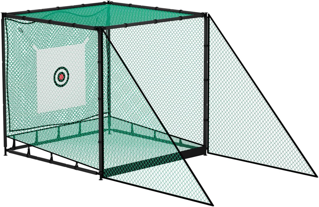 Golf Driving Cage - 10X10Ft, Hitting Net with Target Cloth & Steel Frame for Full Swing Indoor/Outdoor Practice
