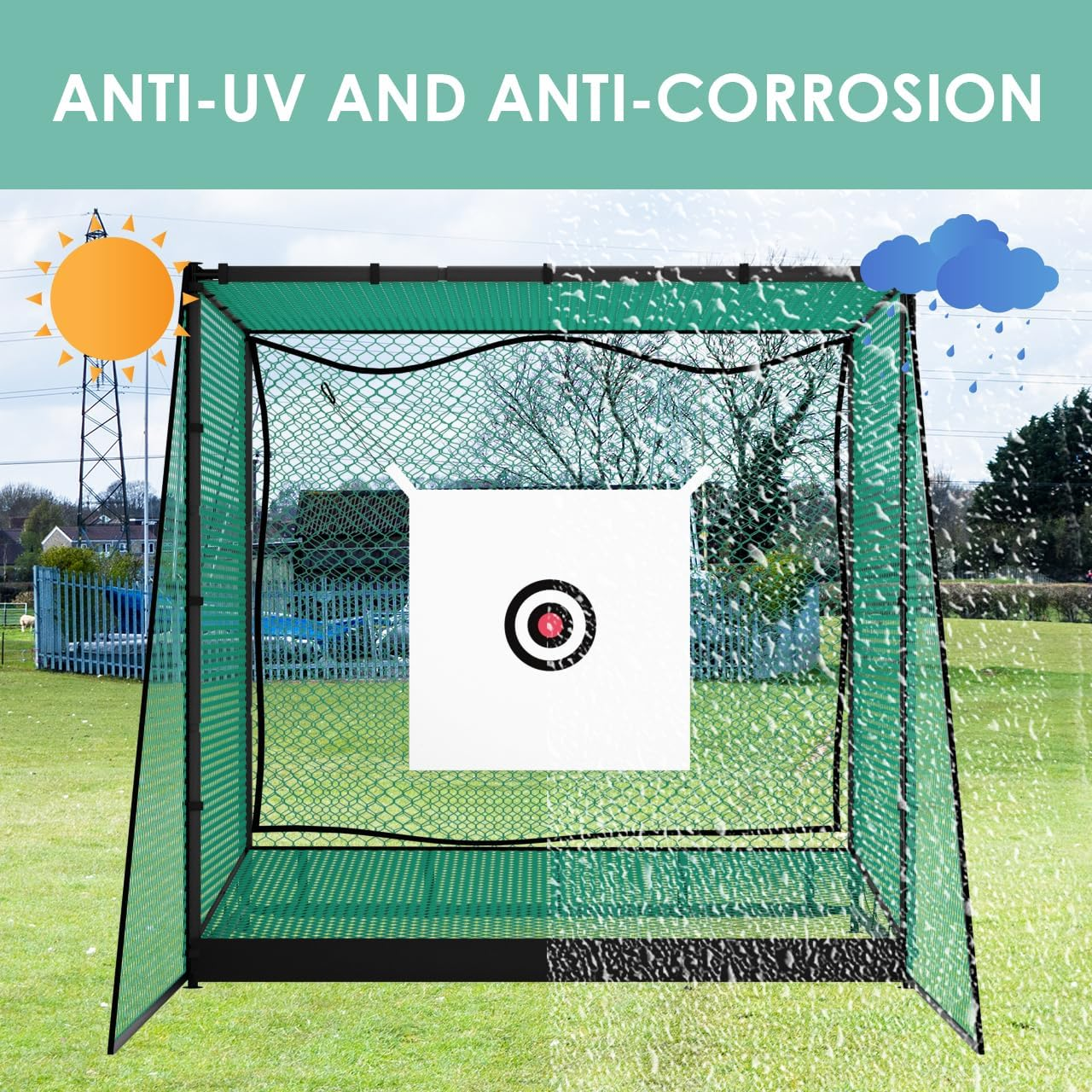 Golf Driving Cage - 10X10Ft, Hitting Net with Target Cloth & Steel Frame for Full Swing Indoor/Outdoor Practice - Image 6